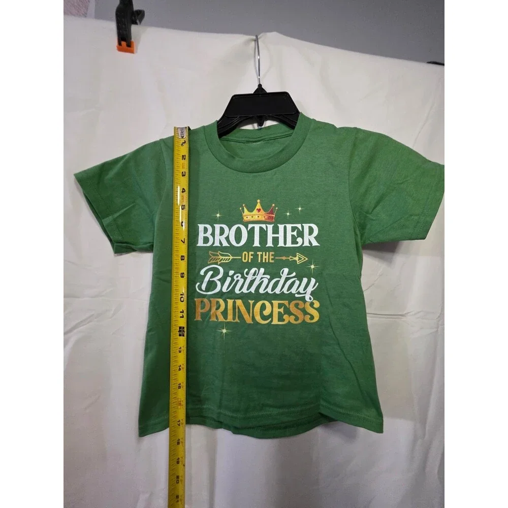Boys 2T Green T-Shirt Brother of the Birthday Princess Graphic Tee